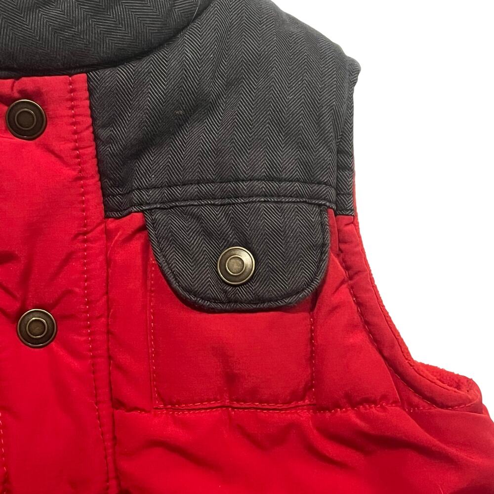Carters Boy 4T Puffer Vest Sherpa Collar‎ Fleece Red Gray Zip Up Winter Jacket